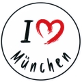 "I love München" Aufkleber mit Herz (80 mm)